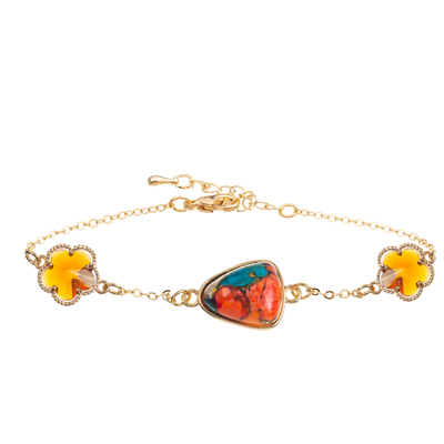 Handgemachtes Kettenglied-Armband mit Rechteck/Kirschblüte/Stern/Zircon-Anhänger