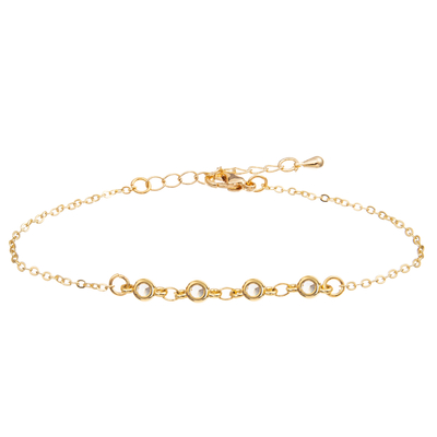 Gold überzogene Stangen-Büroklammer Pin Shape Chain Link Bracelet mit 3 Zircons