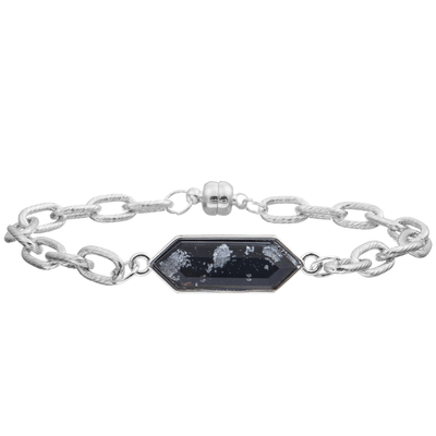Magnetisches Schnallen-Torsions-Kettenglied-Armband-Armband mit silbernem überzogenem Achteck-Türkis