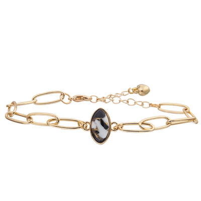 Das Papierklammer-Kettenglied-Armband-Armband, das mit Gold eingestellt wurde, überzog facettierten Türkis