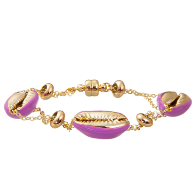 Buntes vergoldetes magnetisches Kettenglied-Armband Shell Minimalist Personalizeds 14K