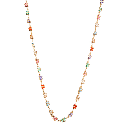 Perlenbesetzte vergoldete Mehrfarbenhalskette des Kettenglied-14K mit Schmetterling/Blume/Herzen/Shell-/Stern-Anhänger