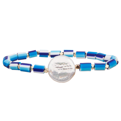 Silikonperlen dehnbar mit handgemachten Perlen-Armbändern barocke Glasfarbe der perle multi