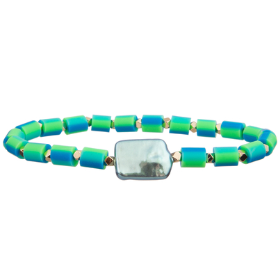 Silikonperlen dehnbar mit handgemachten Perlen-Armbändern barocke Glasfarbe der perle multi