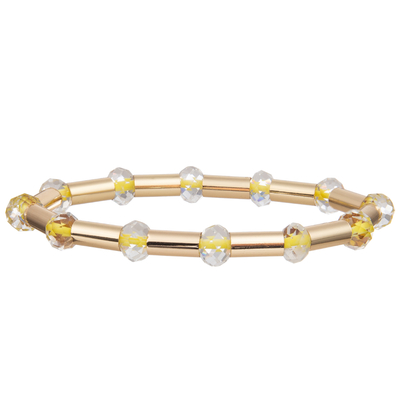 Neues Goldglänzendes Messingrohr stellte der Art-2023 mit multi Farbe Crystal Stretchy Handmade Beads Bracelets gegenüber