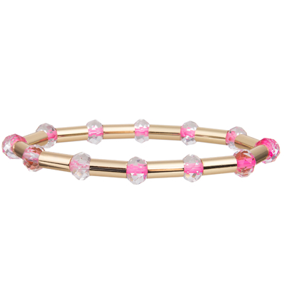 Neues Goldglänzendes Messingrohr stellte der Art-2023 mit multi Farbe Crystal Stretchy Handmade Beads Bracelets gegenüber