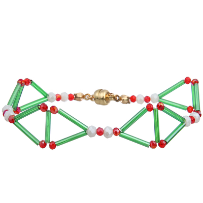3D-Dreieckserklärung Handgefertigte Perlen Armbänder (Orange/Grün/Blau)