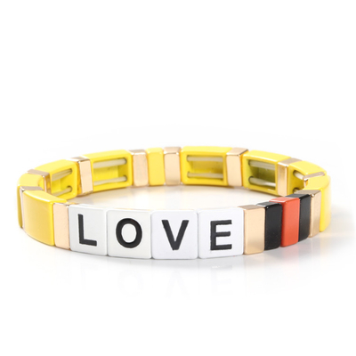 Justierbare Regenbogen-Email-Fliesen-Armband-Liebesbriefe für Geschenk