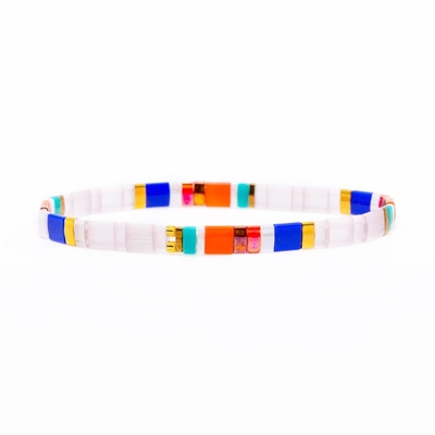Zwei Stränge elastisches Tila-Perlen-Armband geometrisch für Jahrestag