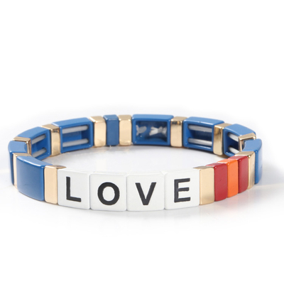 Justierbare Regenbogen-Email-Fliesen-Armband-Liebesbriefe für Geschenk