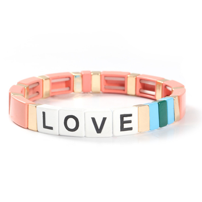 Justierbare Regenbogen-Email-Fliesen-Armband-Liebesbriefe für Geschenk
