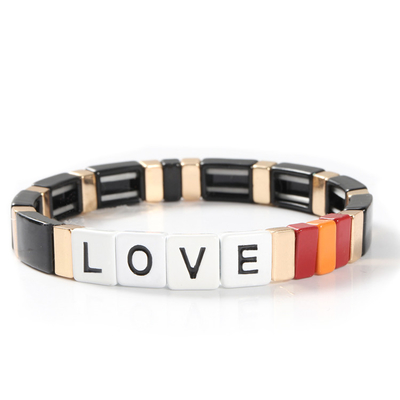 Justierbare Regenbogen-Email-Fliesen-Armband-Liebesbriefe für Geschenk