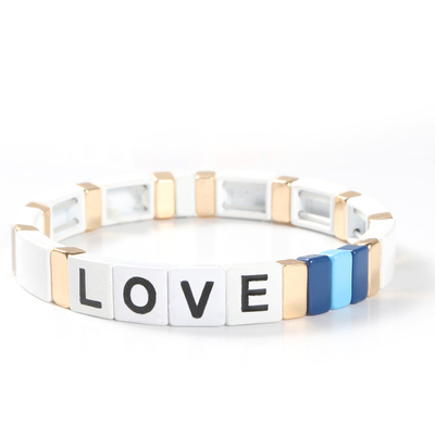 Justierbare Regenbogen-Email-Fliesen-Armband-Liebesbriefe für Geschenk
