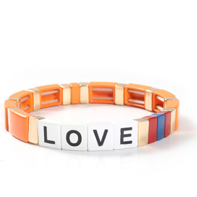 Justierbare Regenbogen-Email-Fliesen-Armband-Liebesbriefe für Geschenk