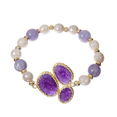 Handgefertigtes Amethyst-Charme-Armband, heilendes Energie-Armband mit veränderbarer Länge
