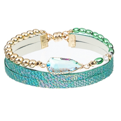 Frauen-multi Stapel-handgemachtes Lederarmband-geometrisches elegantes
