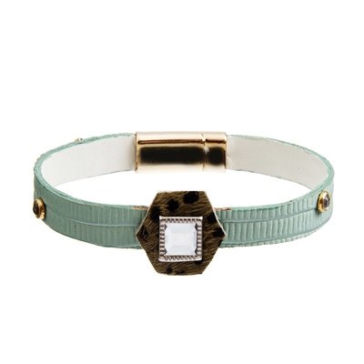 Geometrisches handgemachtes Lederarmband, Schließungs-Verpackungs-Armbänder Böhmens 18.5cm magnetische