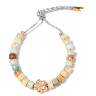 Geometrisches 8mm Stärken-Perlen-Armband, wirkliches Gold überzogenes Armband der Blumen-14k mit Perlen