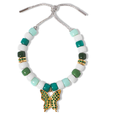 Grünes freundliches Material Schmetterlings-Charme-Stärken-Perlen-Armband Soems Eco