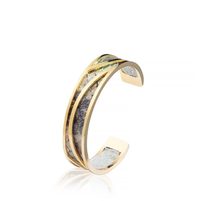 14k überzog Stulpen-Armbänder für Frauen-schwarzes Goldvereiteltes wirkliches Rosshaar-Leder