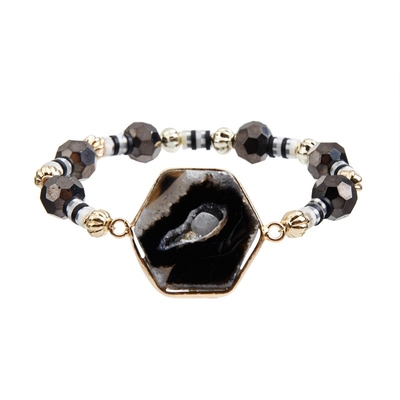 Magnetische Schließungs-dehnbares Crystal Bracelets Black White Fors Soems kühles Mädchen