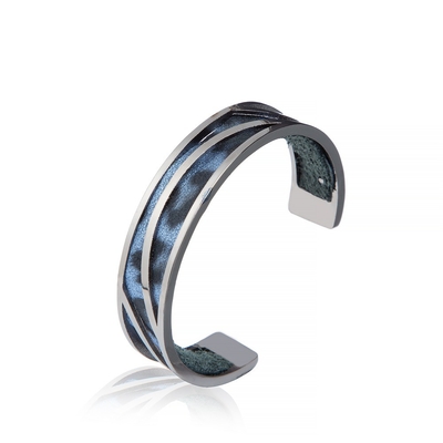 Breiten-dunkelblaue Farbe Leopard-Matte Handmade Leather Cuffss 13mm