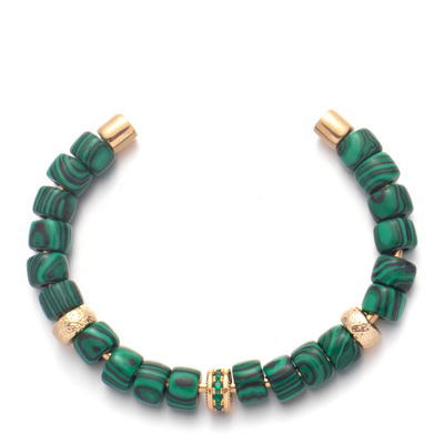 Geschraubte Enden-handgemachte perlenbesetzte Armbänder grüne Malachit und Goldstärken-Perlen