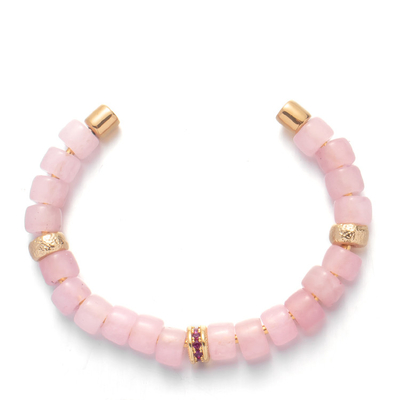 SS304 handgemachte perlenbesetzte Armbänder, geschraubte austauschbare Rose Quartz Bead Bracelet