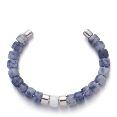 8mm blaugeäderte handgemachte perlenbesetzte Armbänder Sterling Silver Plated