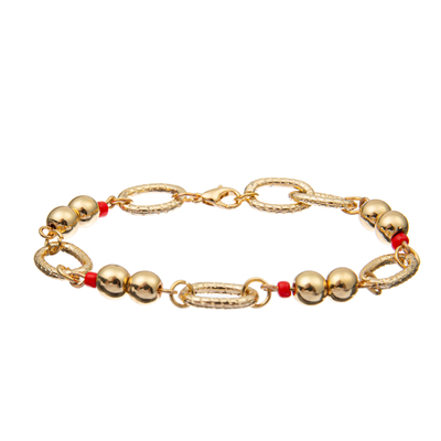 7,25 Zoll perlenbesetzte Ausdehnungs-Armband stellt Rot- und Goldfarbmischungsmaterial ein