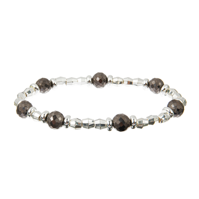 Perlenbesetzte Armbänder des Hämatit-0.7mm stellt Schwarzweiss-Gold mit Silber ein