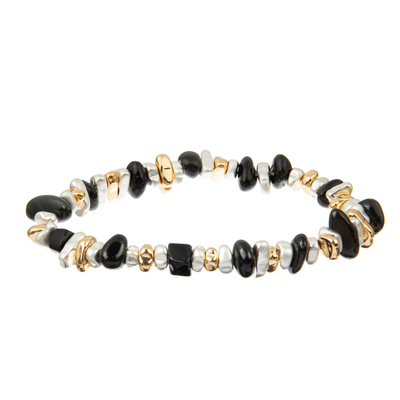 Perlenbesetzte Armbänder des Hämatit-0.7mm stellt Schwarzweiss-Gold mit Silber ein