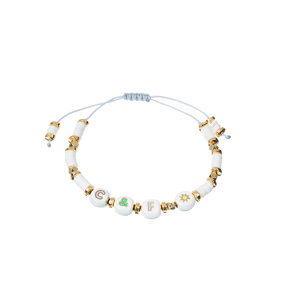 Polymer Clay Beaded Letter Bracelet, 7.4*8mm Alphabet-Perlen-Armbänder