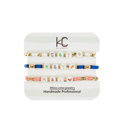 Polymer Clay Beaded Letter Bracelet, 7.4*8mm Alphabet-Perlen-Armbänder