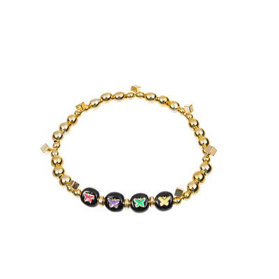 Kc-Goldhämatit-Alphabet-Buchstabe-Armband-Schwarz-Regenbogen-Legierungs-Material