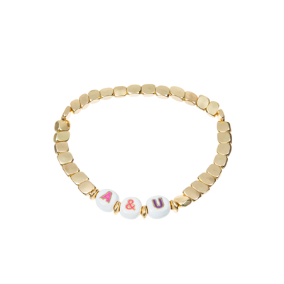18.5cm nennen elastische Email-Perlen Armband mit dem überzogenen Gold 14k