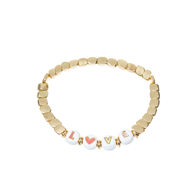18.5cm nennen elastische Email-Perlen Armband mit dem überzogenen Gold 14k