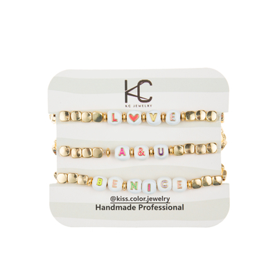 18.5cm nennen elastische Email-Perlen Armband mit dem überzogenen Gold 14k