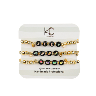Kc-Goldhämatit-Alphabet-Buchstabe-Armband-Schwarz-Regenbogen-Legierungs-Material