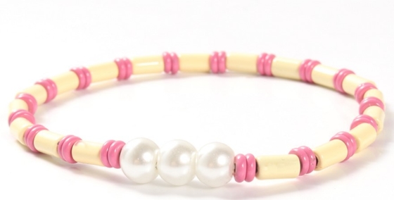 6mm Shell Pearl And Bead Bracelet böhmisches strechy mit veränderbarer Länge Art 18.5cm