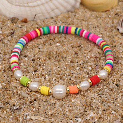 Böhmen-Art-Frischwasserperlen-Armband, Regenbogen Mehrfarbenpolymer Clay Bracelets