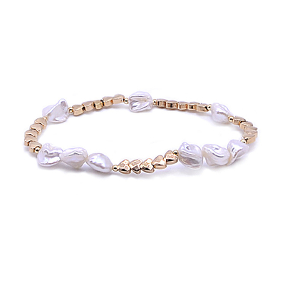 Wirkliches Gold überzog Frischwasserperlen-Armband, 7,25 Zoll Nordstern-Perlen-Armband