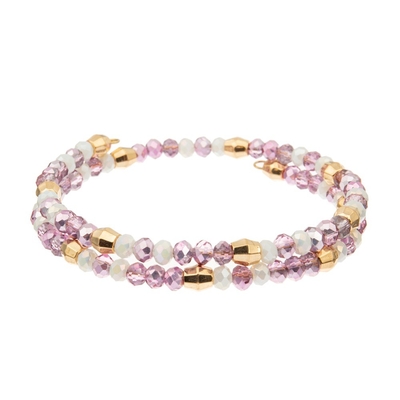 Rosa purpurrote Messingorange 3 Schicht-Draht-Crystal Wrap Bracelets With Golds