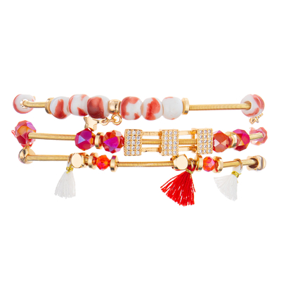 7,5&quot; Quaste bördelte das handgemachte überzogene Armband-dehnbare Gold 14k