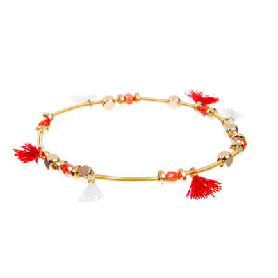 7,5&quot; Quaste bördelte das handgemachte überzogene Armband-dehnbare Gold 14k