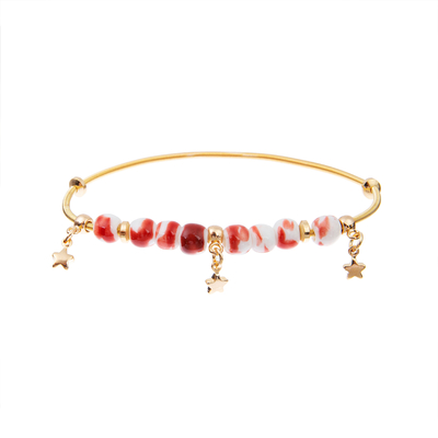 7,5&quot; Quaste bördelte das handgemachte überzogene Armband-dehnbare Gold 14k