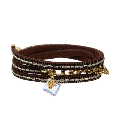 Böhmen 3 Schicht-Verpackungs-Lederarmbänder mit Kette und Charme
