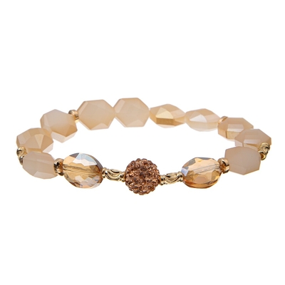 Helles Champagne Hexagon Crystal Beads Bracelets mit Champagne Shambhala Ball