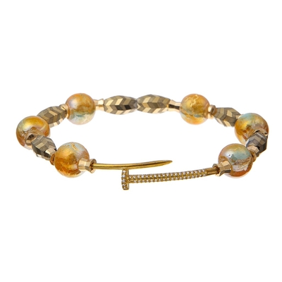 Dunkles Gold Shinny Perlen-dehnbares Crystal Bracelets With Zircon Bayonet-Verbindungsstück