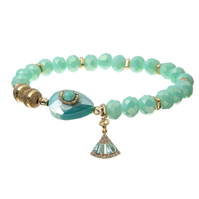 Perlen-Türkis-Pastell dehnbarer Crystal Bracelets mit glasig-glänzender Perlen-Glasschnur